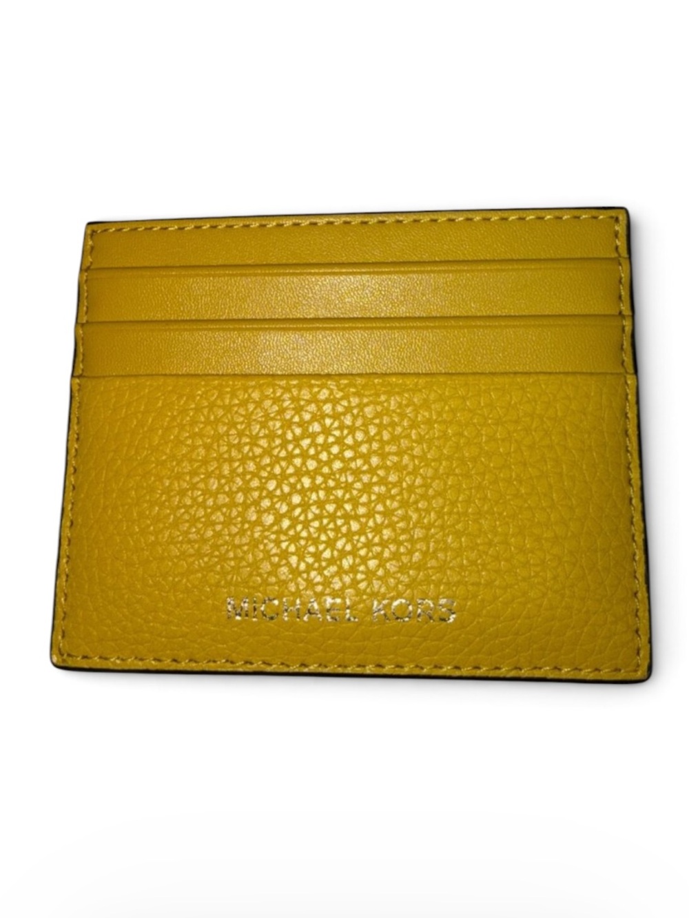 Michael Kors Mustard Yellow Pebble Leather Card Wallet